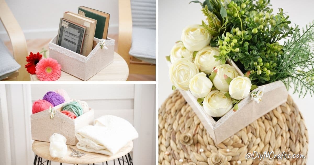 Rustic Upcycled Cardboard Organizer Box