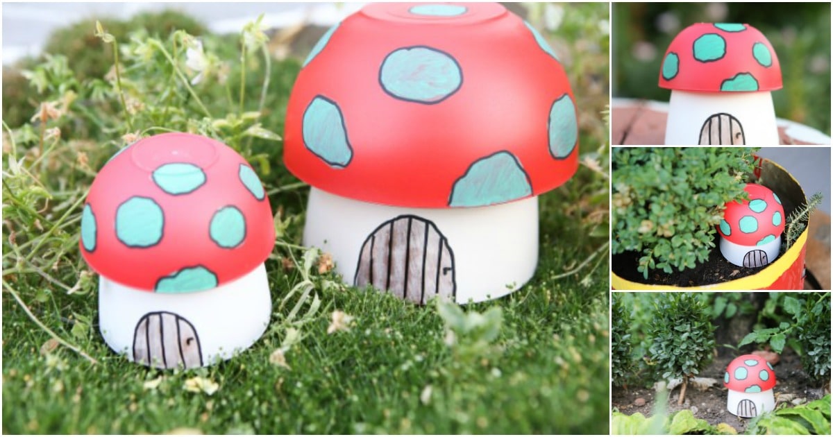 Adorable Painted Mushroom Planter Garden Decoration