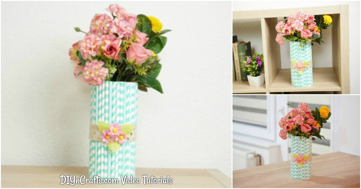 Gorgeous DIY Straw Decorated Mason Jar Vase