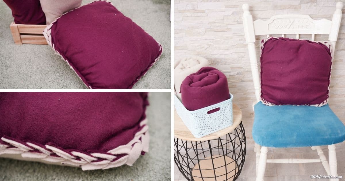 30-Minute Fleece DIY No Sew Reversible Pillow