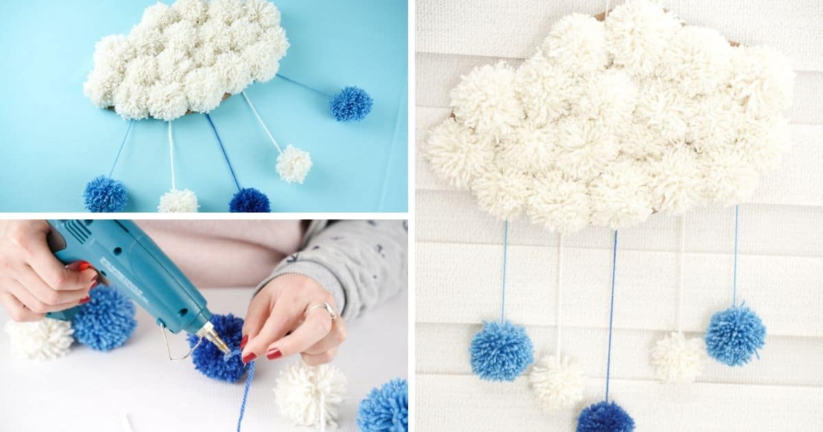 Adorable Yarn Pom Pom Cloud Wall Art