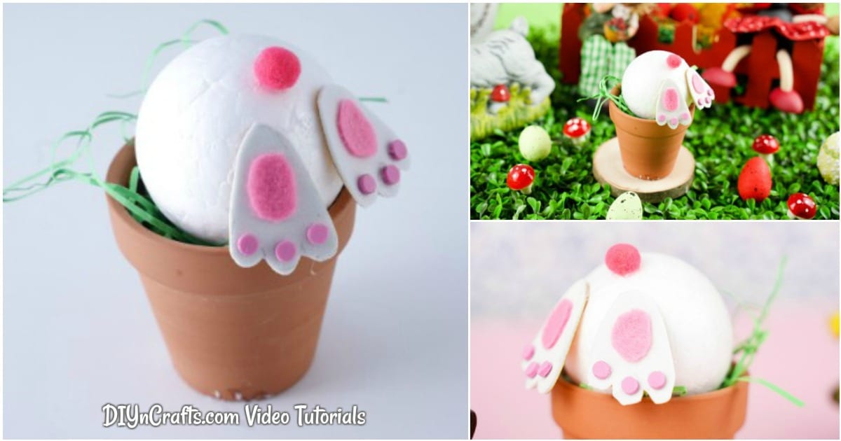 Bunny Hiding in a Flower Pot Easter Decoration