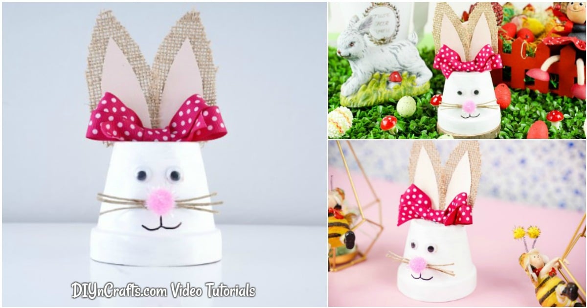 Cute Upcycled Flower Pot Easter Bunny Decoration