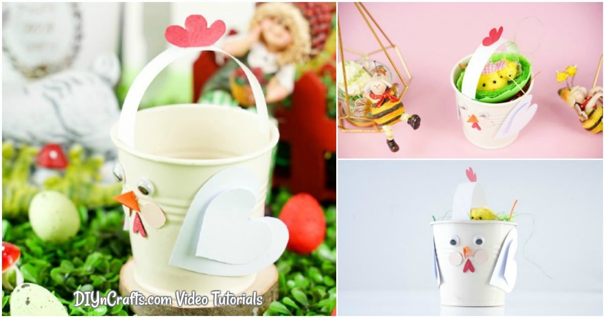 Easy Upcycled Bucket Chicken Spring Craft