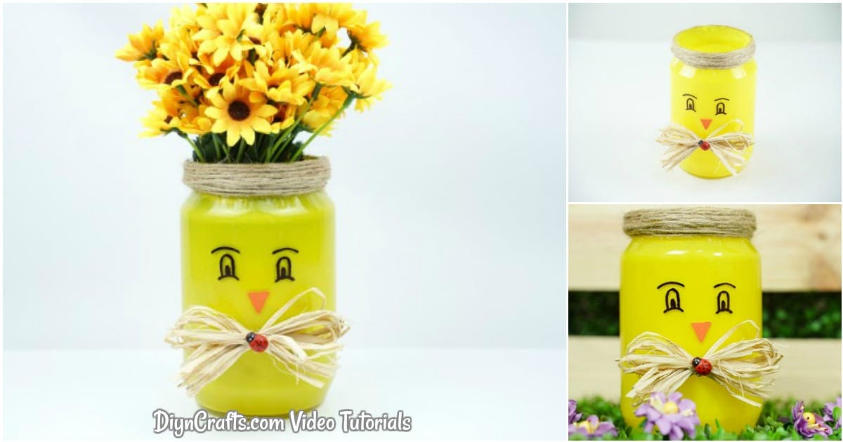 Cute Upcycled Mason Jar Chicken Vase