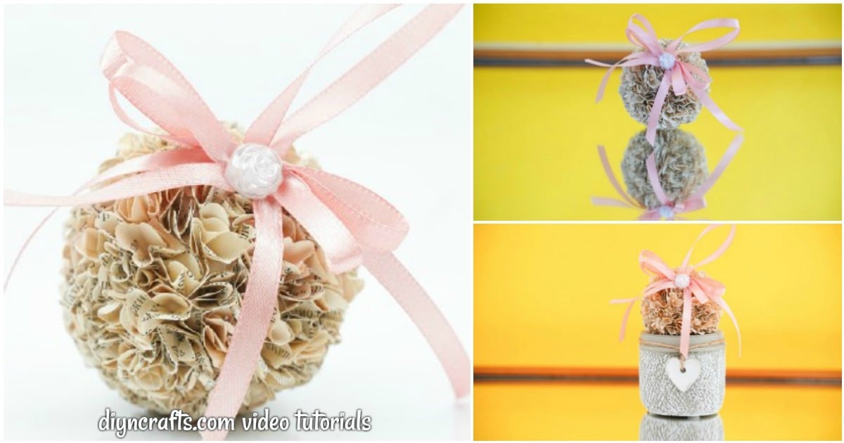 Upcycled Old Book Flower Ball Decoration