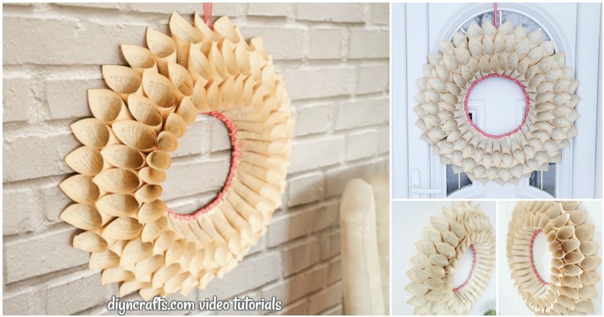 Rustic Old Book Wreath With Video Tutorial