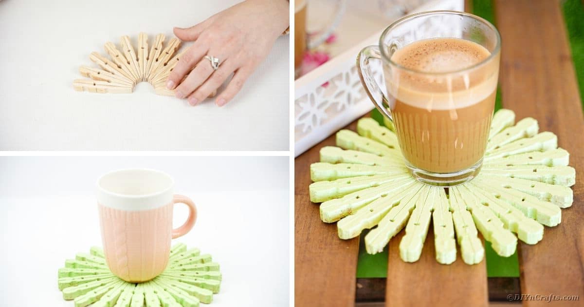 Adorable Painted Clothespin Coaster Craft