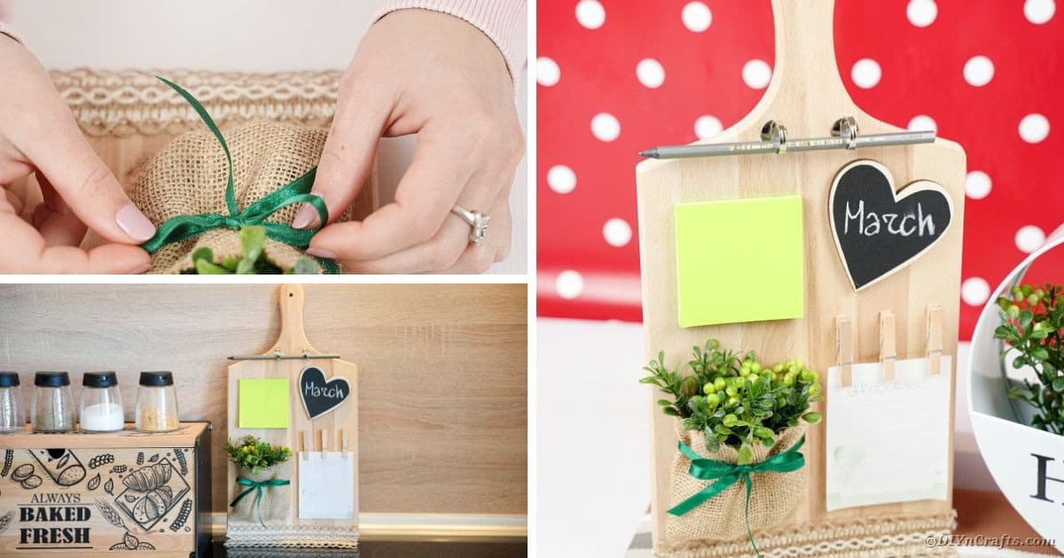 Rustic Upcycled Wooden Cutting Board Command Station