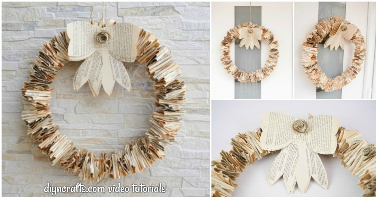 Rustic Folded Book Page Wreath with Video Tutorial