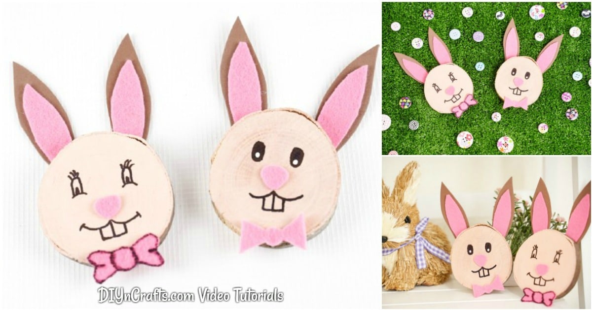 Cute DIY Wood Slice Bunnies Easter Decoration