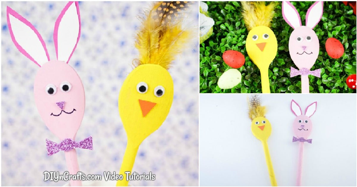 Cute Wooden Spoon Bunny and Chicken