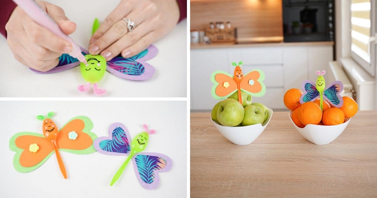 Colorful Upcycled Plastic Spoon Butterfly Craft