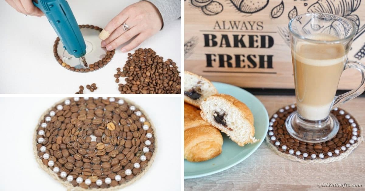 Unique Upcycled CD Coffee Bean Coaster