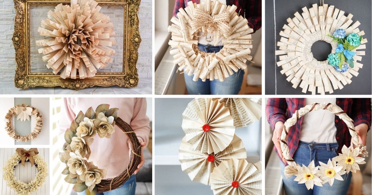 25 Rustic DIY Old Book Page Wreaths