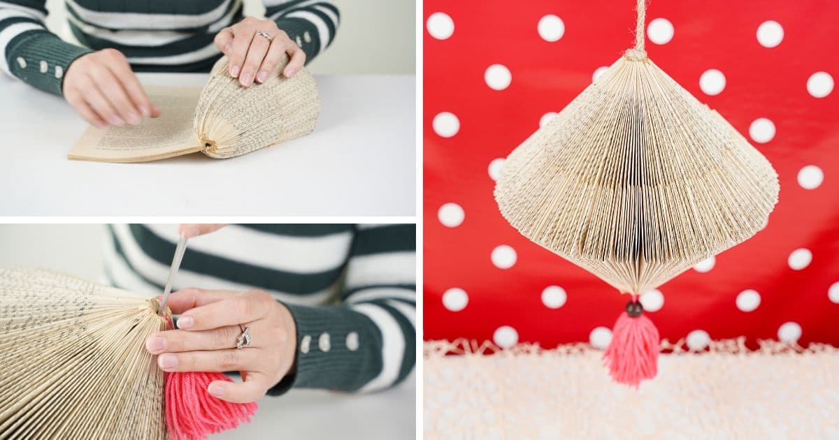 DIY Hanging Old Book Lantern Decoration