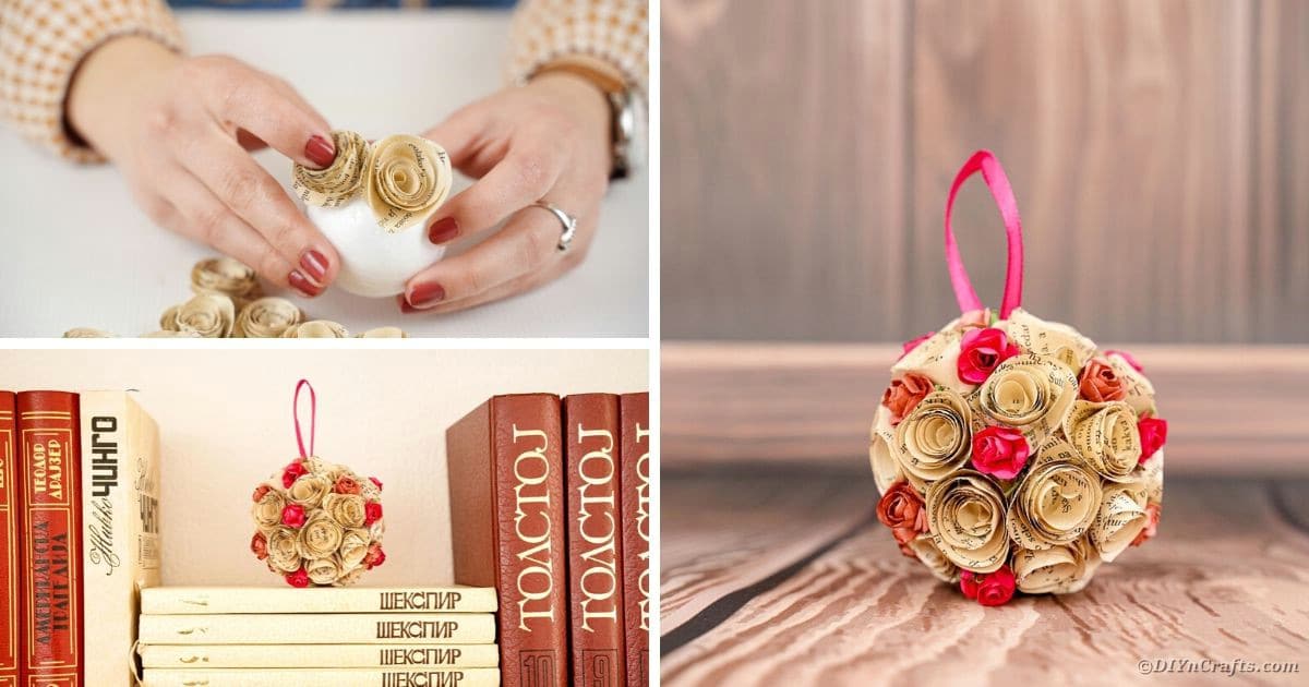 Gorgeous DIY Paper Rose Ball Made from Old Book Pages