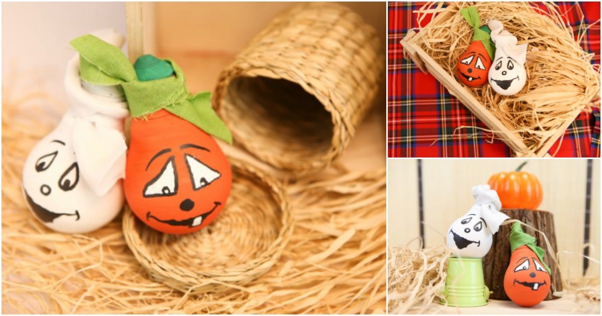 DIY Halloween Light Bulbs Ghost and Pumpkin