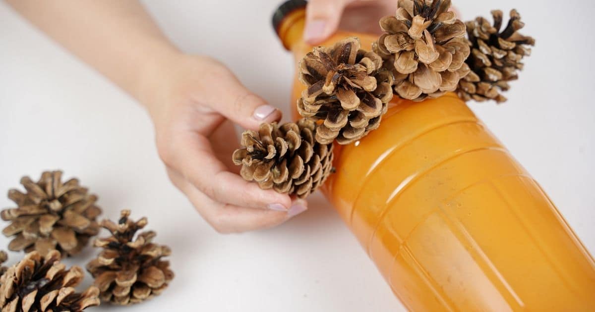 Upcycled Plastic Bottle Pinecone Hedgehog Decor